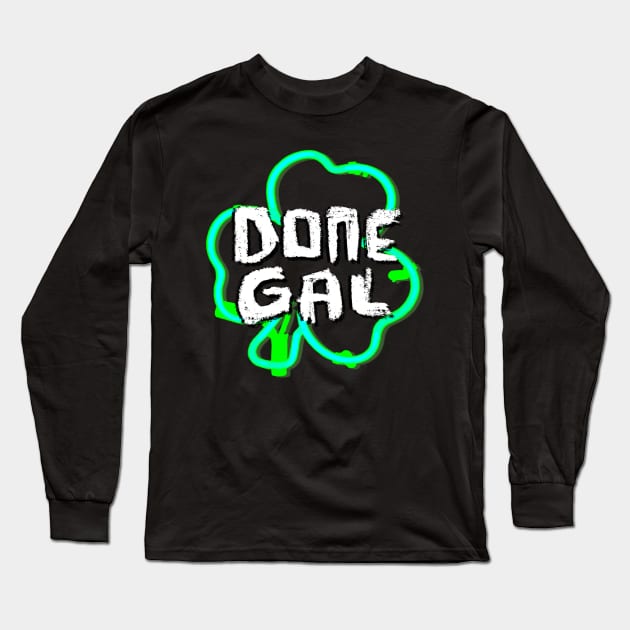 Donegal, Paddy's Day Irish Shamrock Long Sleeve T-Shirt by badlydrawnbabe